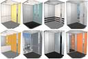 Different elevator cabin designs and accessories