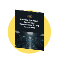 Clickable image that takes you to the download-page of Tacton's free eBook: Creating Optimized End-to-End Operations with CPQ Integrations